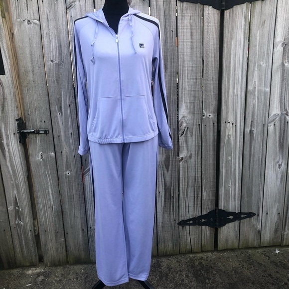 Vintage Fila Y2K Set of Lavender Drawstring Pants & Full Zip Hoodie Jacket M - Picture 4 of 14